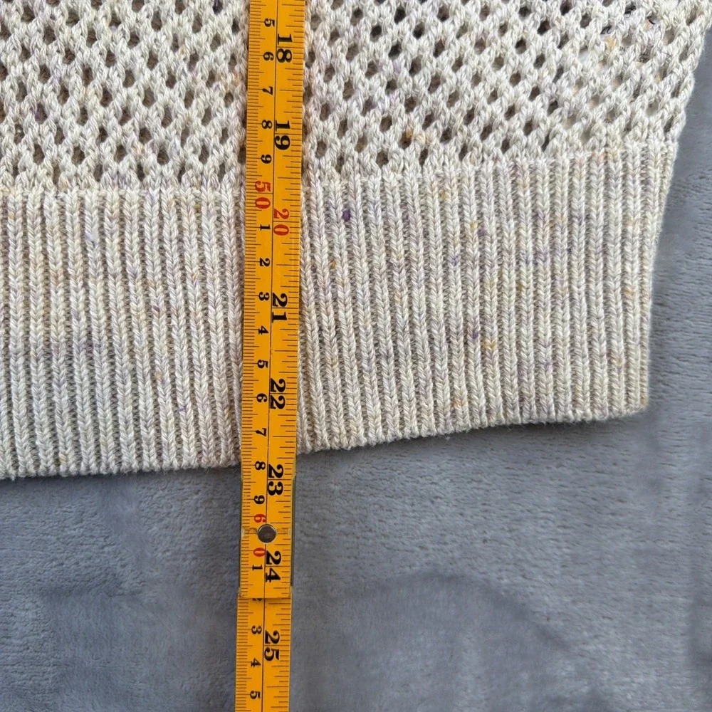 Pilcro Women's XS Open Knit Cardigan Sweater Beige Full Zip Cotton Blend